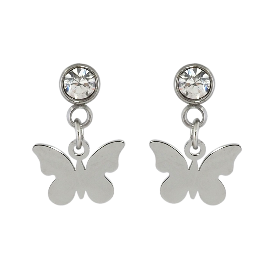Сережки Xuping TTM Stainless Steel колір Родій пусети Підвіски метелики фото №1