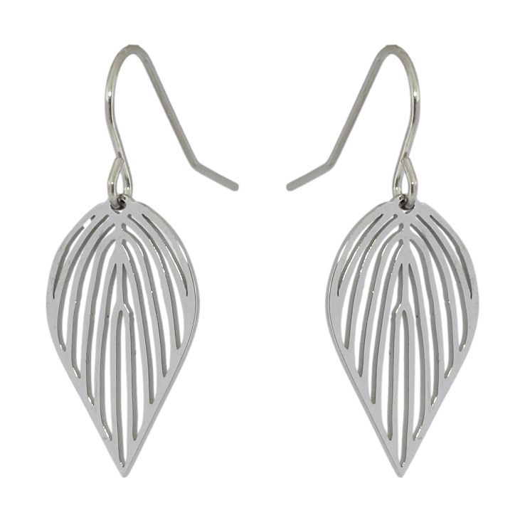 Серьги Xuping TTM Stainless Steel цвет Родий французский замок Резные листики фото №10