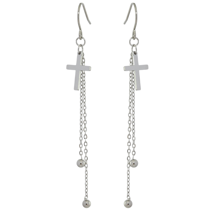 Сережки Xuping TTM Stainless Steel колір Родій французький замок Підвіски з хрестиками фото №9