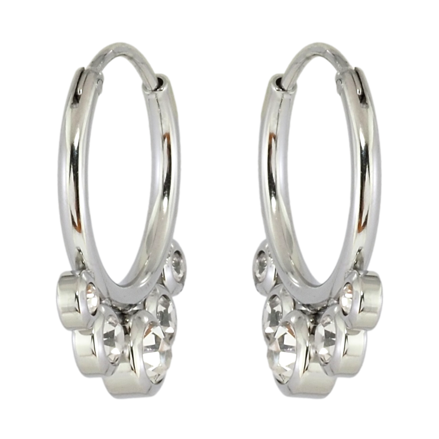 Серьги Xuping TTM Stainless Steel цвет Родий колечки Декоративные с кристаллами фото №1 Серьги Xuping TTM Stainless Steel цвет Родий колечки Декоративные с кристаллами фото №1