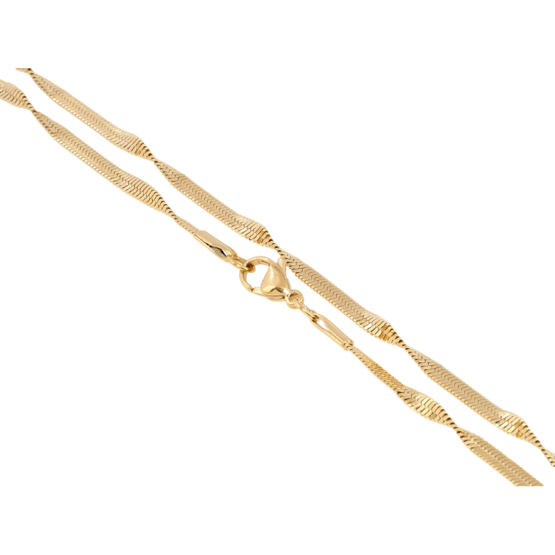 Цепочка Xuping ТТМ Stainless Steel цвет 18K Плетение Снейк перекрученное длина 46см х 3мм фото №1 Цепочка Xuping ТТМ Stainless Steel цвет 18K Плетение Снейк перекрученное длина 46см х 3мм фото №1