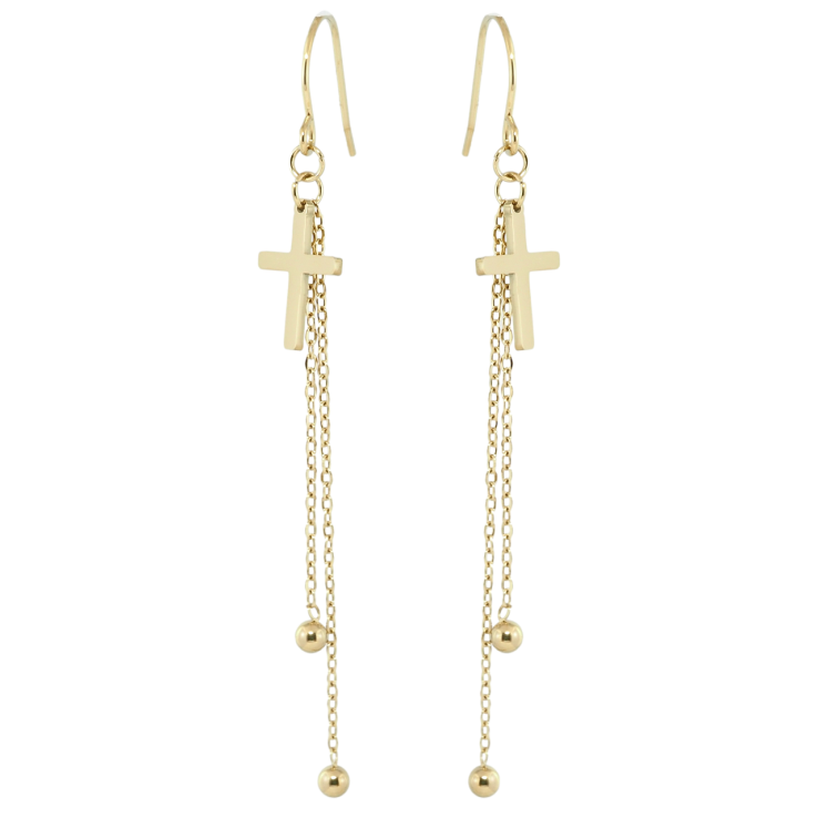 Сережки Xuping TTM Stainless Steel колір 14K французький замок Підвіски з хрестиками фото №17