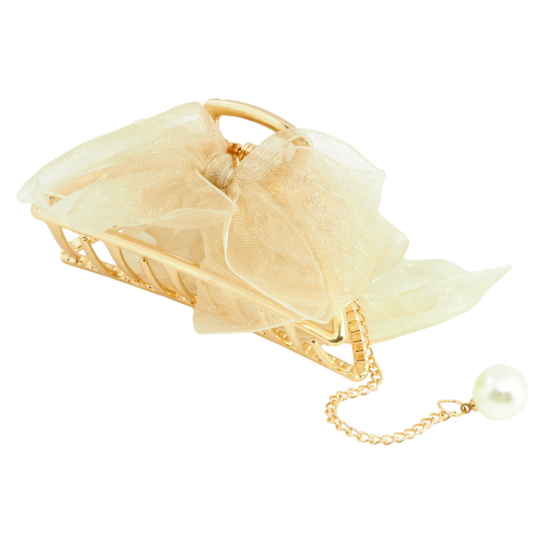 Краб металевий Півмісяць з бантом, підвіска перлина знімається довжина 7.5см фото №1 Краб металевий Півмісяць з бантом, підвіска перлина знімається довжина 7.5см фото №1