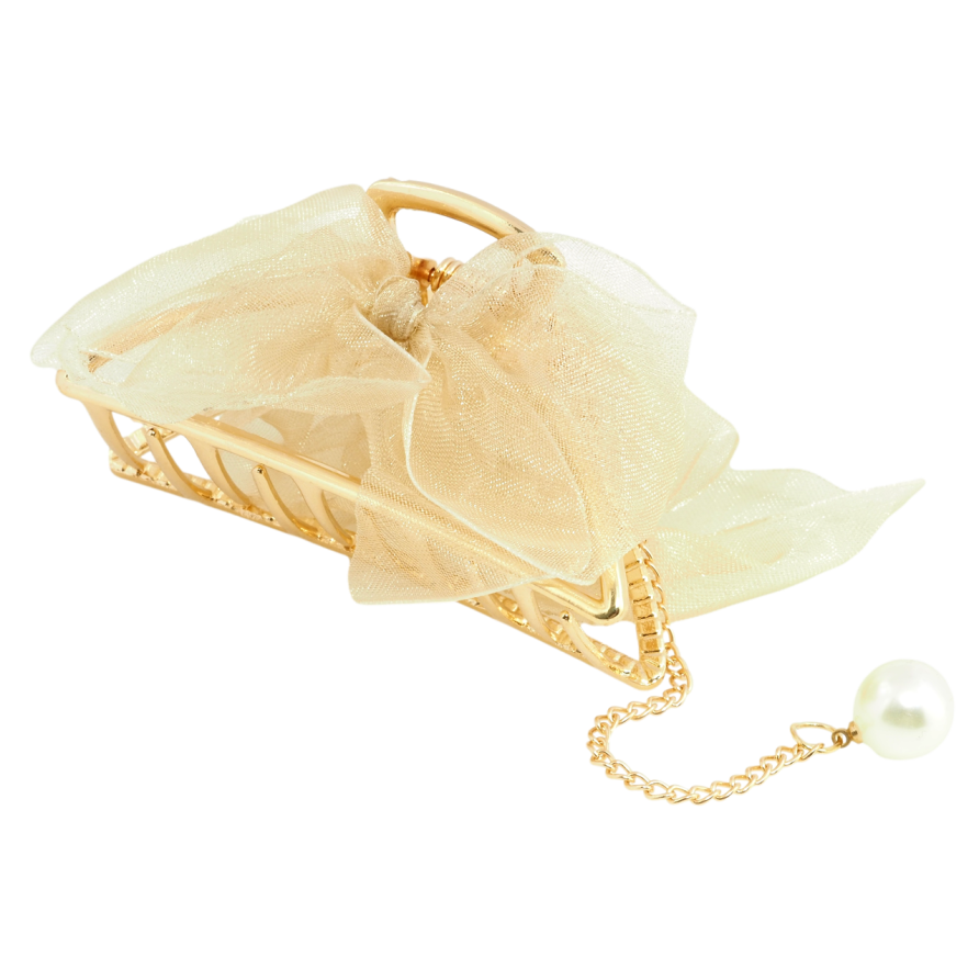 Краб металевий Півмісяць з бантом, підвіска перлина знімається довжина 7.5см фото №1 Краб металевий Півмісяць з бантом, підвіска перлина знімається довжина 7.5см фото №1