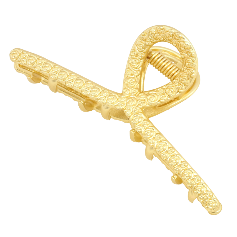 Краб металевий Петелька з квітковим візерунком довжина 7.5см фото №1 Краб металевий Петелька з квітковим візерунком довжина 7.5см фото №1