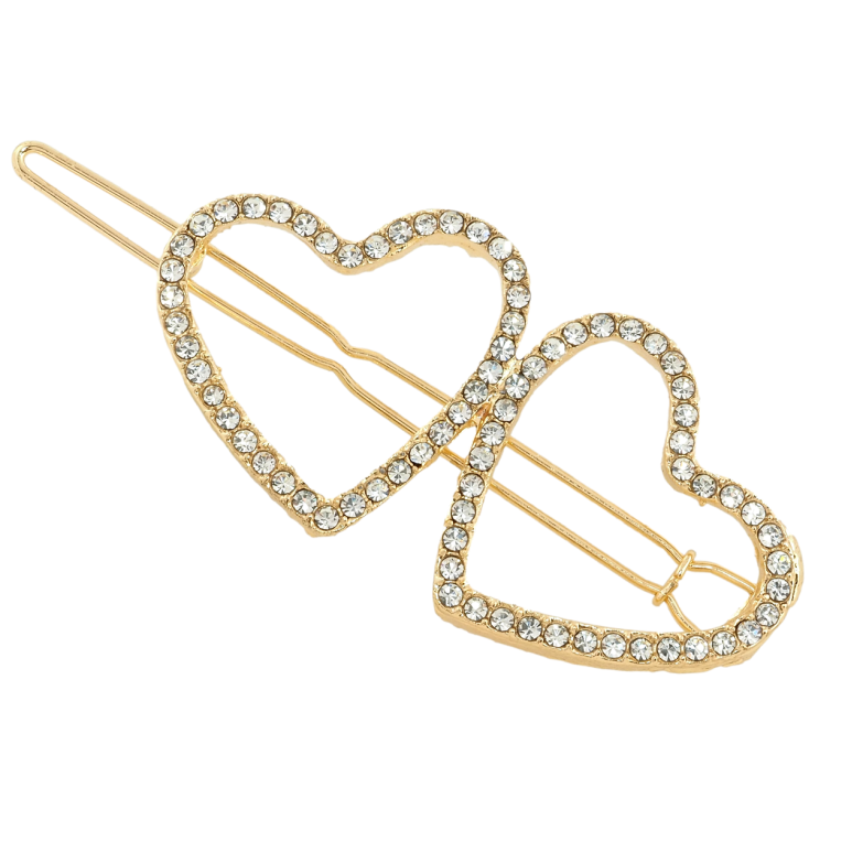 Заколка-затискач Серця зі стразами довжина 5.7см фото №1