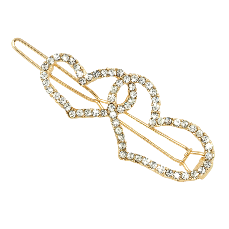 Заколка-затискач Серця зі стразами довжина 5см фото №4