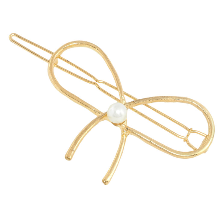 Заколка-затискач Бант із перлиною довжина 6см фото №20
