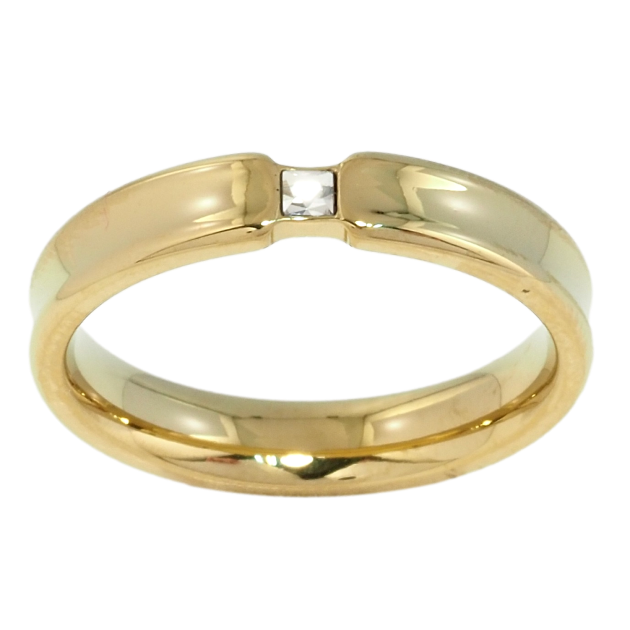 Кольцо Xuping TTM Stainless Steel Цвет 14К Обручальное, вставка фианит, ш. 4мм фото №1 Кольцо Xuping TTM Stainless Steel Цвет 14К Обручальное, вставка фианит, ш. 4мм фото №1