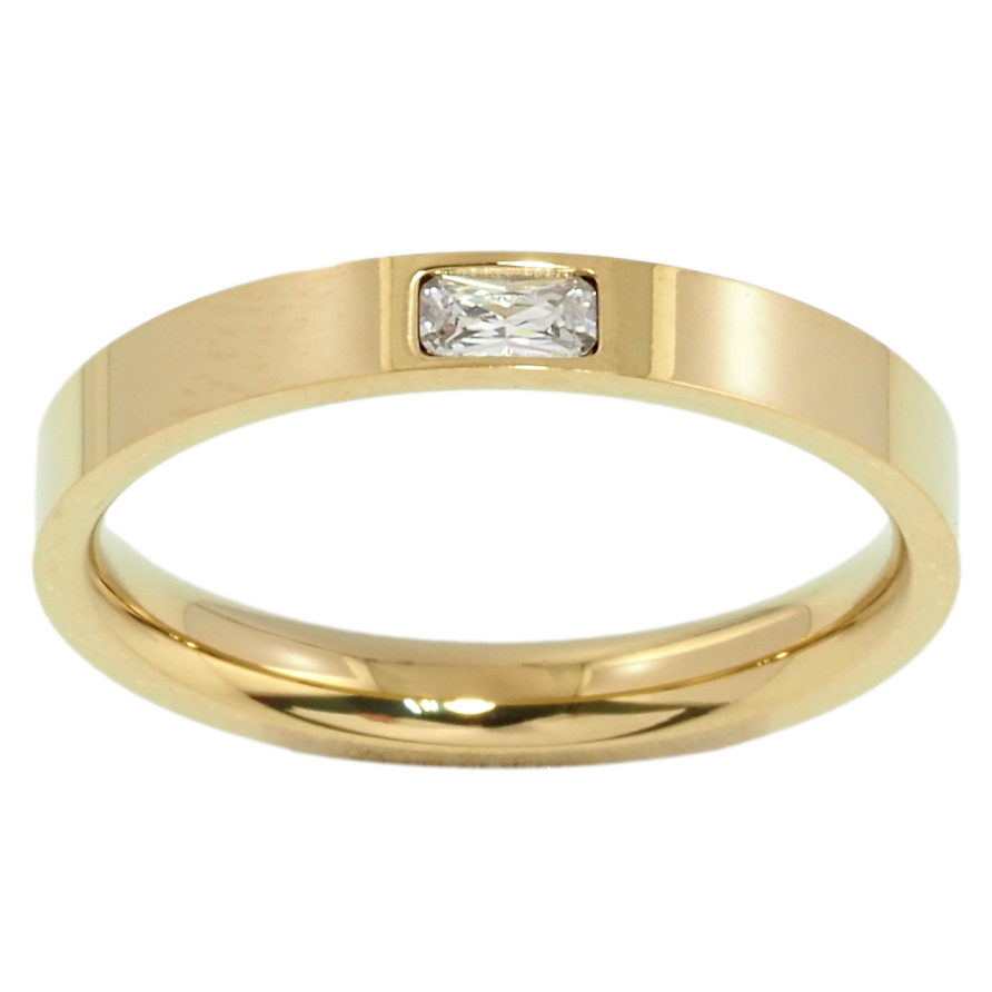 Каблучка Xuping TTM Stainless Steel Колір 14К Обручка, вставка фіаніт, ш. 3мм фото №1 Каблучка Xuping TTM Stainless Steel Колір 14К Обручка, вставка фіаніт, ш. 3мм фото №1