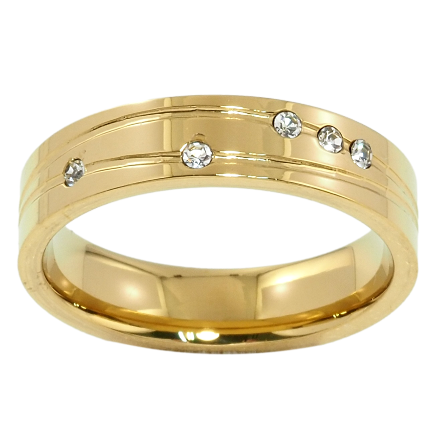 Каблучка Xuping TTM Stainless Steel Колір 14К Обручка, візерунок з цирконієм, ш. 5мм фото №1 Каблучка Xuping TTM Stainless Steel Колір 14К Обручка, візерунок з цирконієм, ш. 5мм фото №1