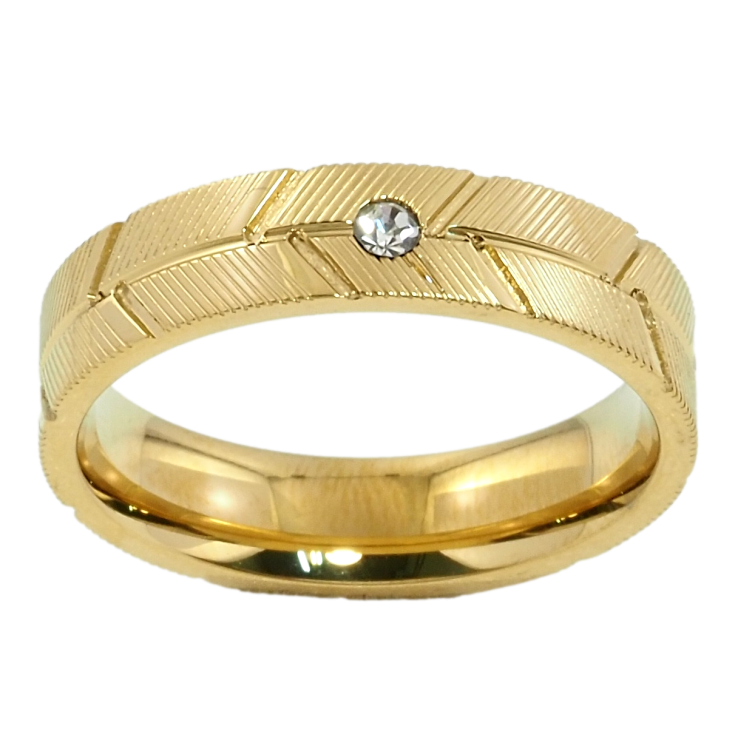 Кольцо Xuping TTM Stainless Steel Цвет 14К Обручальное, с узором, ш. 5мм фото №6