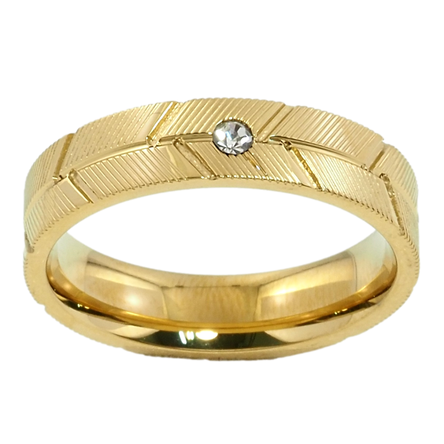 Каблучка Xuping TTM Stainless Steel Колір 14К Обручка, з візерунком, ш. 5мм фото №1 Каблучка Xuping TTM Stainless Steel Колір 14К Обручка, з візерунком, ш. 5мм фото №1