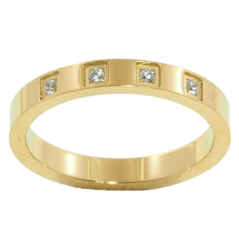 Кольцо Xuping TTM Stainless Steel Цвет 14К Обручальное, вставки циркония, ш. 3мм фото №1 Кольцо Xuping TTM Stainless Steel Цвет 14К Обручальное, вставки циркония, ш. 3мм фото №1