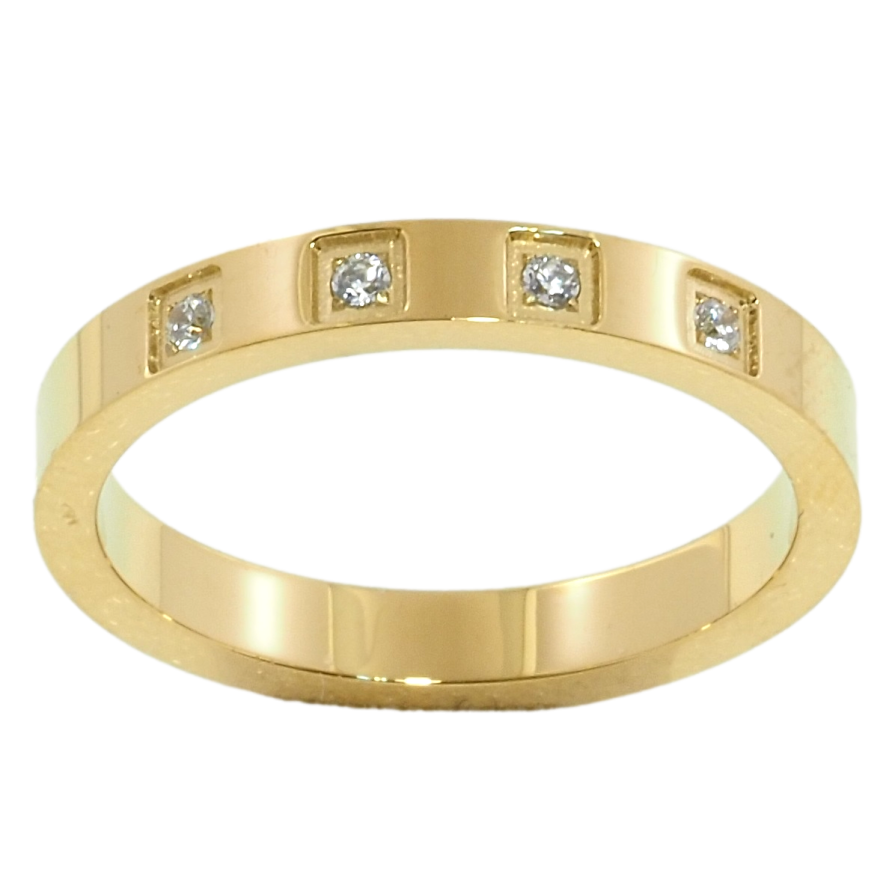 Кольцо Xuping TTM Stainless Steel Цвет 14К Обручальное, вставки циркония, ш. 3мм фото №1 Кольцо Xuping TTM Stainless Steel Цвет 14К Обручальное, вставки циркония, ш. 3мм фото №1