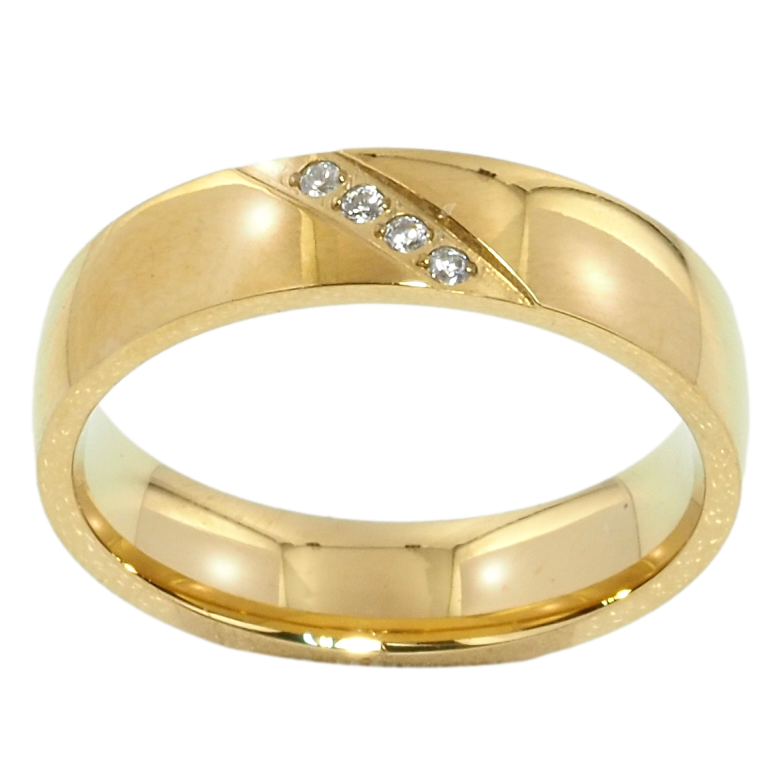 Кольцо Xuping TTM Stainless Steel Цвет 14К Обручальное, дорожка циркония, ш. 5мм фото №1 Кольцо Xuping TTM Stainless Steel Цвет 14К Обручальное, дорожка циркония, ш. 5мм фото №1