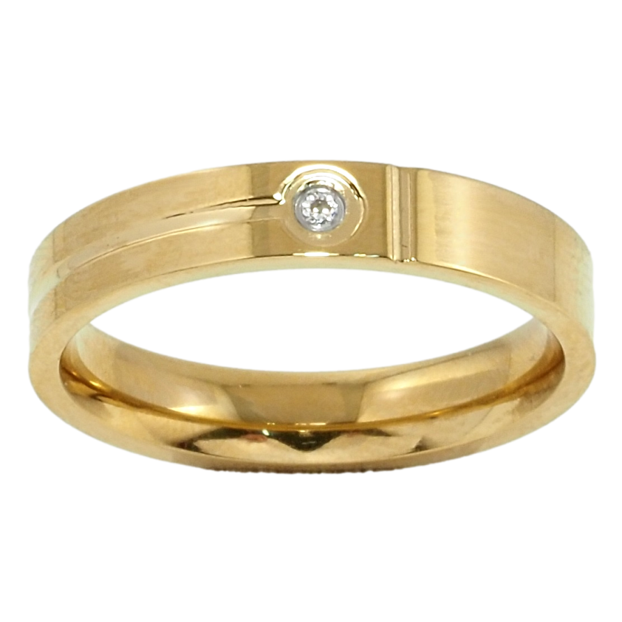 Каблучка Xuping TTM Stainless Steel Колір 14К Обручка, вставка цирконій, ш. 4мм фото №1