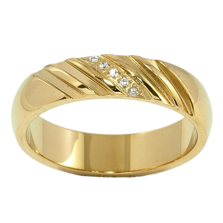 Каблучка Xuping TTM Stainless Steel Колір 14К Обручка, візерунок з цирконієм, ш. 5мм фото №1