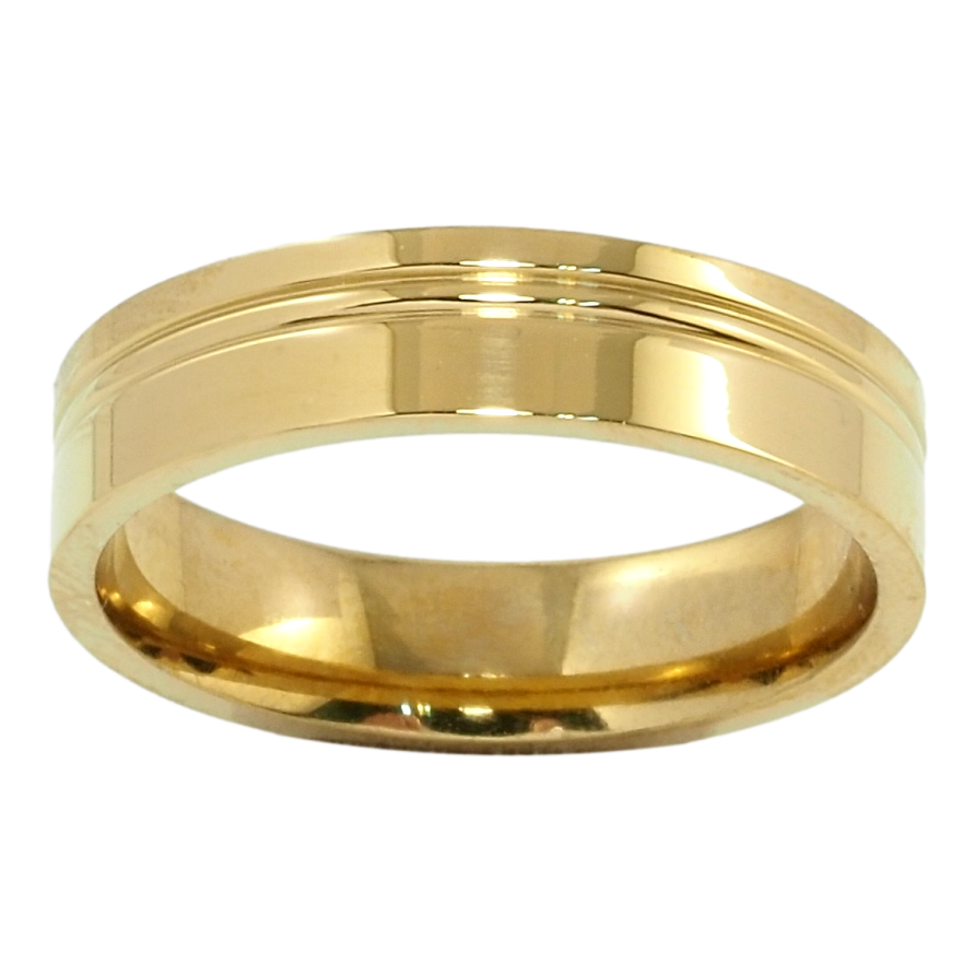 Каблучка Xuping TTM Stainless Steel Колір 14К Обручка, з візерунком, ш. 5мм фото №1 Каблучка Xuping TTM Stainless Steel Колір 14К Обручка, з візерунком, ш. 5мм фото №1