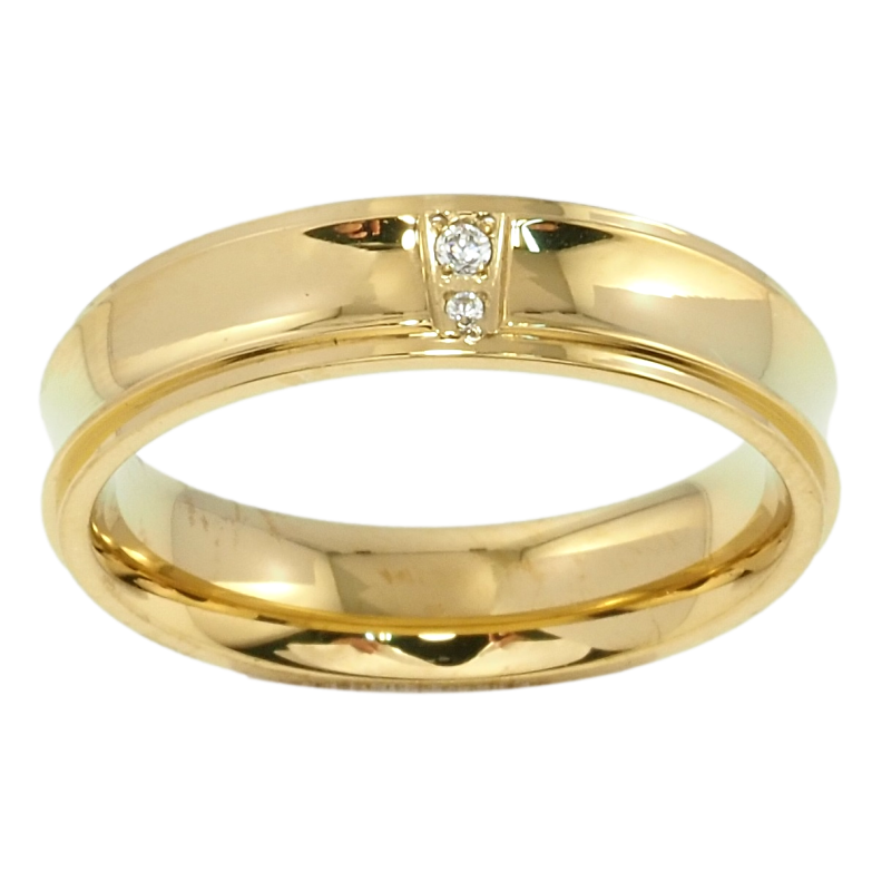 Кольцо Xuping TTM Stainless Steel Цвет 14К Обручальное, с вставкой цирконием, ш. 5мм фото №2 Кольцо Xuping TTM Stainless Steel Цвет 14К Обручальное, с вставкой цирконием, ш. 5мм фото №2