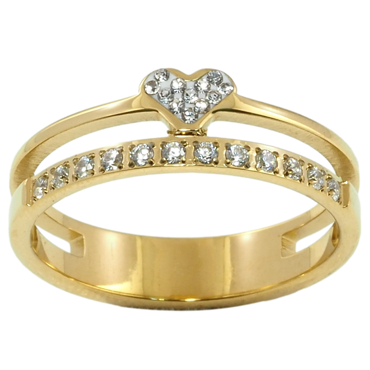 Кольцо Xuping TTM Stainless Steel Цвет 14К Дорожка циркония с сердечком фото №13 Кольцо Xuping TTM Stainless Steel Цвет 14К Дорожка циркония с сердечком фото №13