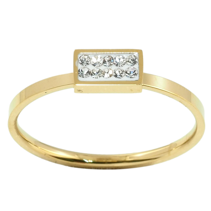 Кольцо Xuping TTM Stainless Steel Цвет 14К Прямоугольник с цирконием фото №23 Кольцо Xuping TTM Stainless Steel Цвет 14К Прямоугольник с цирконием фото №23