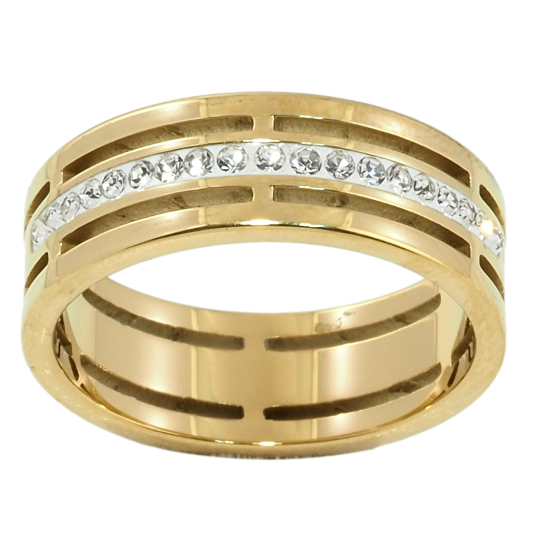 Каблучка Xuping TTM Stainless Steel Колір 14К Різьблений візерунок з цирконієм, ш. 7мм фото №1 Каблучка Xuping TTM Stainless Steel Колір 14К Різьблений візерунок з цирконієм, ш. 7мм фото №1