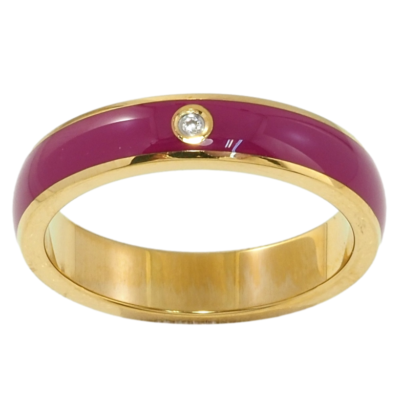 Каблучка Xuping TTM Stainless Steel Колір 14К Пофарбовані вишневою емаллю, ш. 4.5мм фото №11