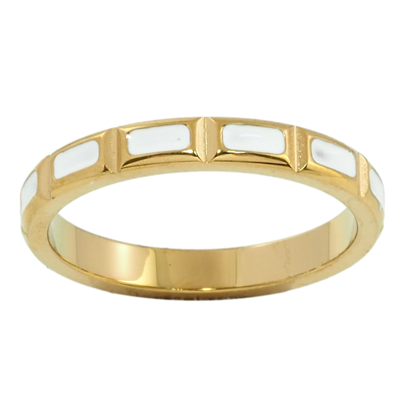 Кольцо Xuping TTM Stainless Steel Цвет 14К Узор с белой эмалью фото №1 Кольцо Xuping TTM Stainless Steel Цвет 14К Узор с белой эмалью фото №1