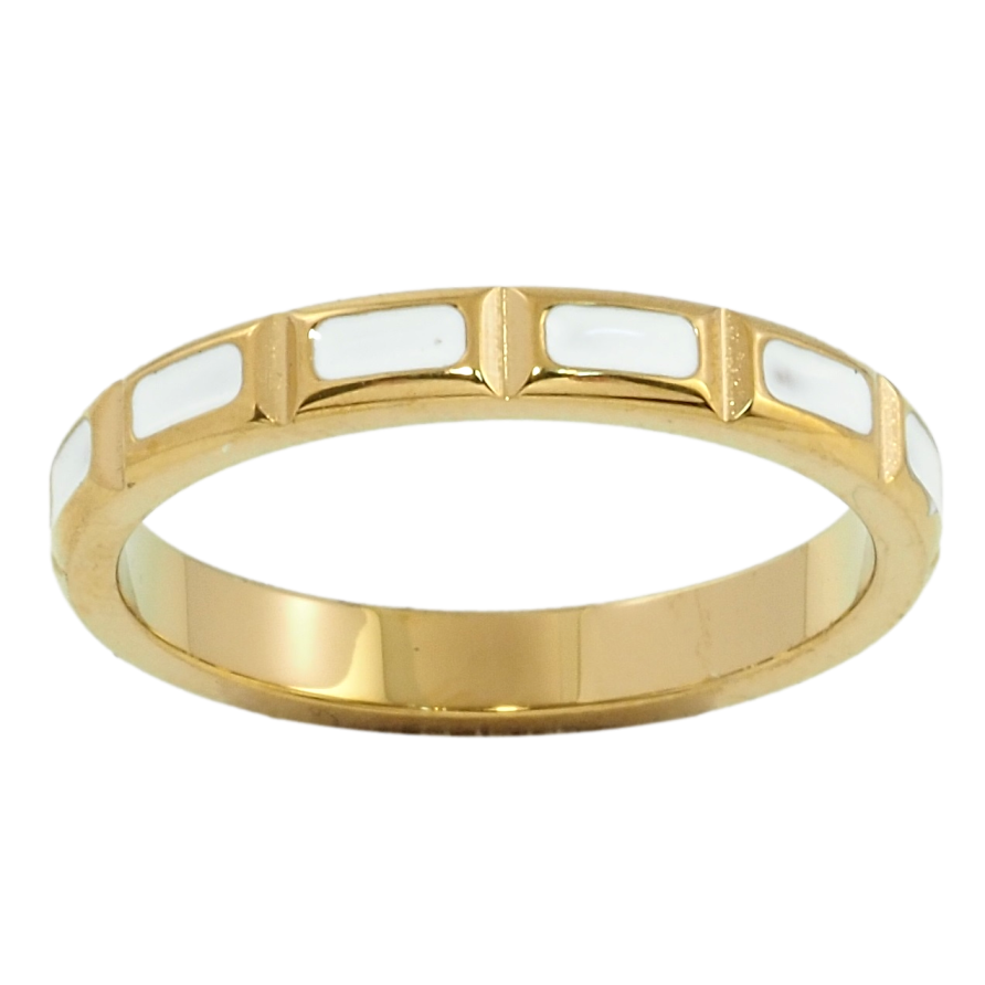 Кольцо Xuping TTM Stainless Steel Цвет 14К Узор с белой эмалью фото №1 Кольцо Xuping TTM Stainless Steel Цвет 14К Узор с белой эмалью фото №1