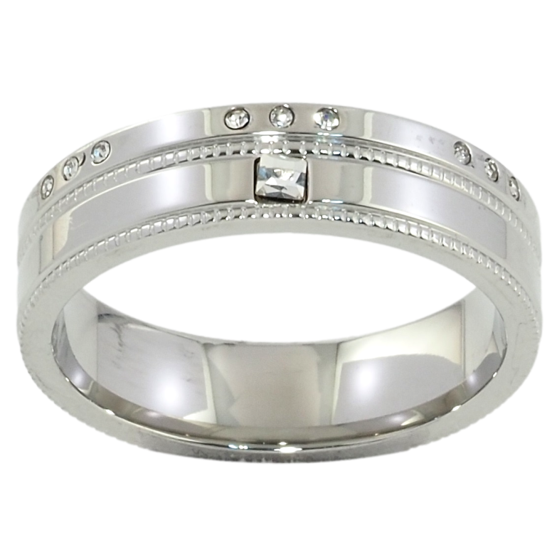 Каблучка Xuping TTM Stainless Steel Колір Родій Візерунок з цирконієм, ш. 5мм фото №2 Каблучка Xuping TTM Stainless Steel Колір Родій Візерунок з цирконієм, ш. 5мм фото №2