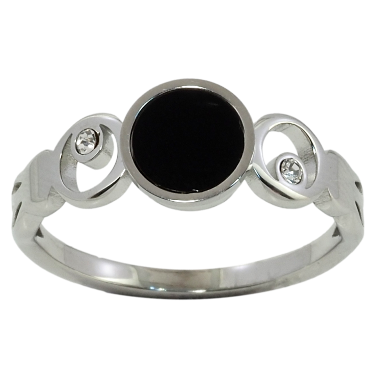 Кільце Xuping TTM Stainless Steel Колір Родій Візерунок з кола з чорною емаллю та цирконієм фото №6 Кільце Xuping TTM Stainless Steel Колір Родій Візерунок з кола з чорною емаллю та цирконієм фото №6