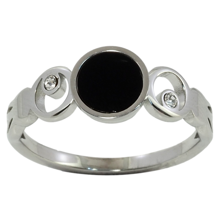 Кільце Xuping TTM Stainless Steel Колір Родій Візерунок з кола з чорною емаллю та цирконієм фото №1 Кільце Xuping TTM Stainless Steel Колір Родій Візерунок з кола з чорною емаллю та цирконієм фото №1