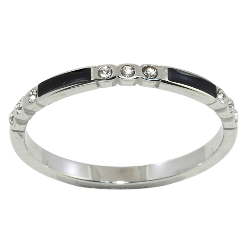 Кольцо Xuping TTM Stainless Steel Цвет Родий Шинка с цирконием и черной эмалью фото №2 Кольцо Xuping TTM Stainless Steel Цвет Родий Шинка с цирконием и черной эмалью фото №2