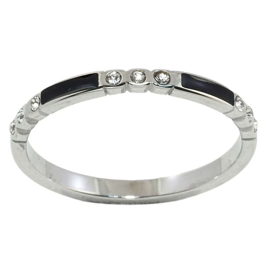Кольцо Xuping TTM Stainless Steel Цвет Родий Шинка с цирконием и черной эмалью фото №1 Кольцо Xuping TTM Stainless Steel Цвет Родий Шинка с цирконием и черной эмалью фото №1