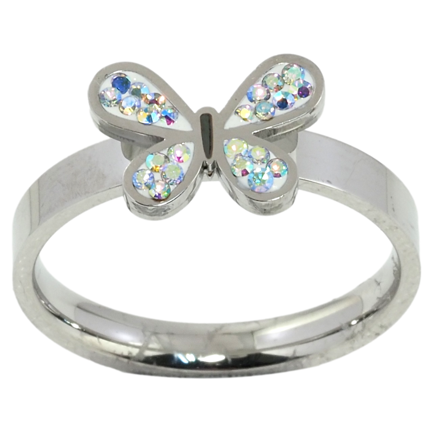 Кольцо Xuping TTM Stainless Steel Цвет Родий Бабочка с радужными кристаллами фото №1 Кольцо Xuping TTM Stainless Steel Цвет Родий Бабочка с радужными кристаллами фото №1