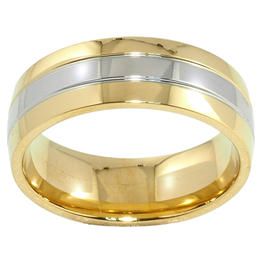 Каблучка Xuping TTM Stainless Steel Колір 14К + Родій Обручка, ш. 7мм фото №1 Каблучка Xuping TTM Stainless Steel Колір 14К + Родій Обручка, ш. 7мм фото №1