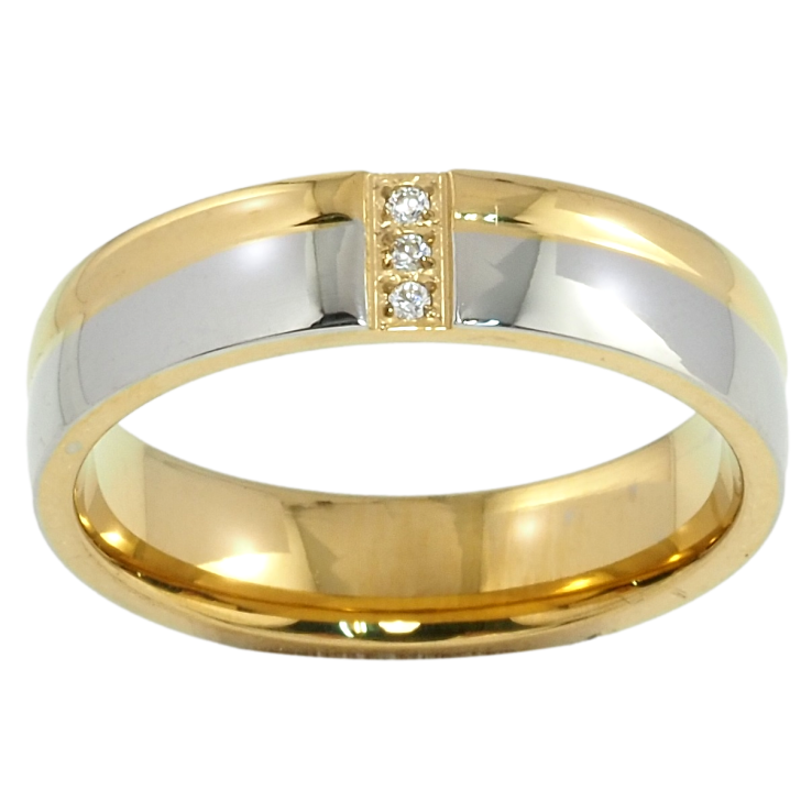 Кольцо Xuping TTM Stainless Steel Цвет 14К + Родий Обручальное, с цирконием ш.5мм фото №16