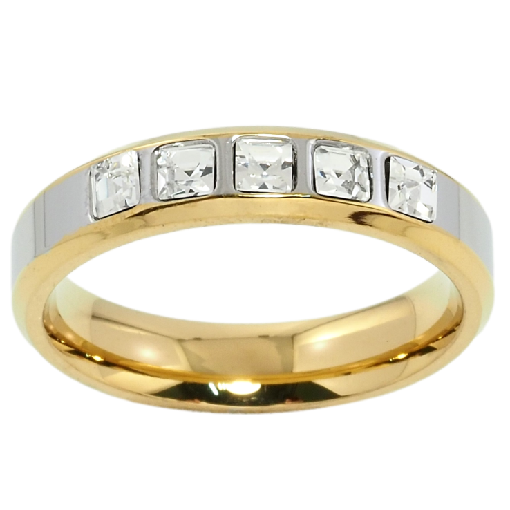 Каблучка Xuping TTM Stainless Steel Колір 14К + Родій Вставки цирконію, ш.4.5мм фото №9 Каблучка Xuping TTM Stainless Steel Колір 14К + Родій Вставки цирконію, ш.4.5мм фото №9