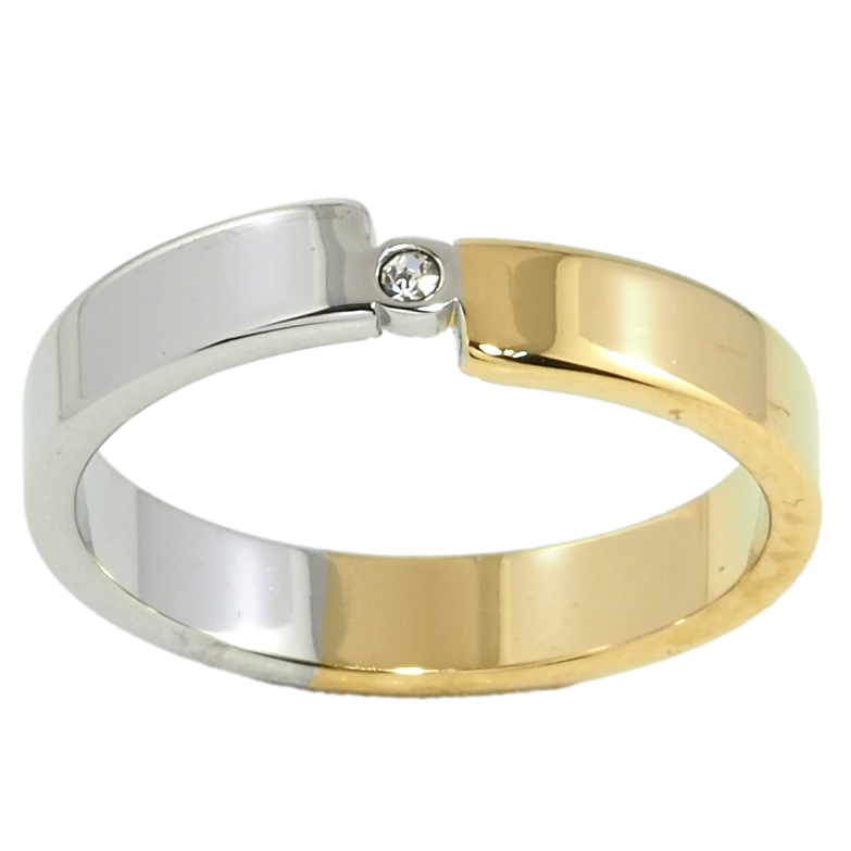 Каблучка Xuping TTM Stainless Steel Колір 14К + Родій Візерунок з цирконієм, ш.4мм фото №1 Каблучка Xuping TTM Stainless Steel Колір 14К + Родій Візерунок з цирконієм, ш.4мм фото №1