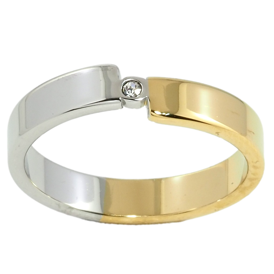 Каблучка Xuping TTM Stainless Steel Колір 14К + Родій Візерунок з цирконієм, ш.4мм фото №1 Каблучка Xuping TTM Stainless Steel Колір 14К + Родій Візерунок з цирконієм, ш.4мм фото №1