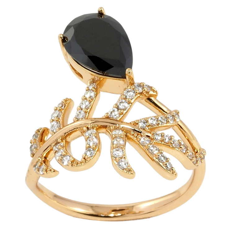 Кольцо Xuping Позолота 18K Веточка с черным фианитом фото №13 Кольцо Xuping Позолота 18K Веточка с черным фианитом фото №13