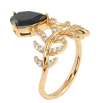 Каблучка Xuping Позолота 18K Гілочка з чорним фіанітом фото №2 Каблучка Xuping Позолота 18K Гілочка з чорним фіанітом фото №2