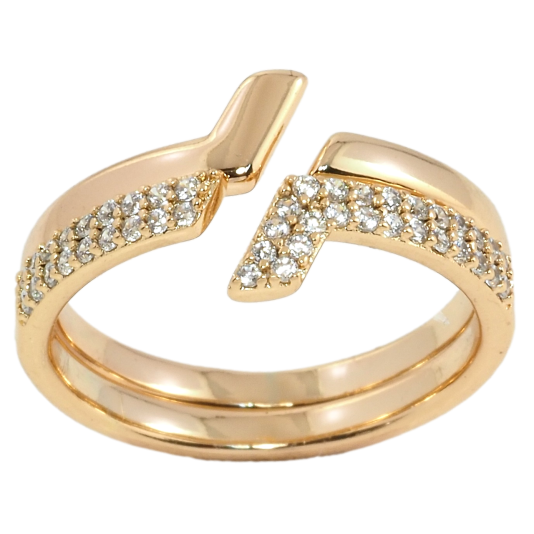 Кольцо Xuping Позолота 18K Двойное с цирконием фото №1 Кольцо Xuping Позолота 18K Двойное с цирконием фото №1