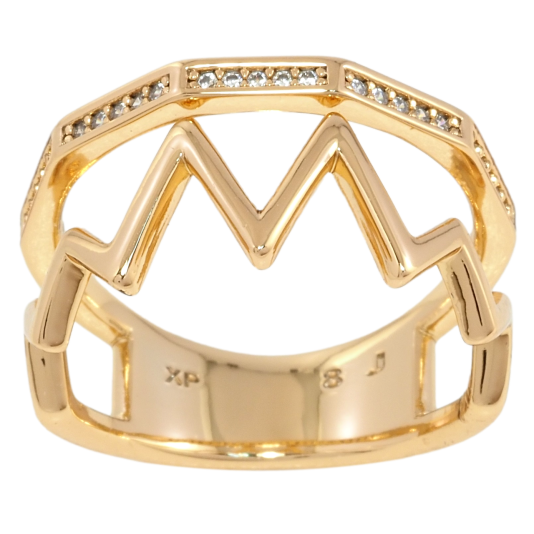 Кольцо Xuping Позолота 18K Дорожка циркония с зигзагом фото №1