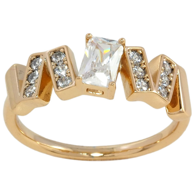 Каблучка Xuping Позолота 18K Декоративний візерунок з цирконієм та фіанітом фото №1 Каблучка Xuping Позолота 18K Декоративний візерунок з цирконієм та фіанітом фото №1