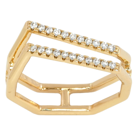 Кольцо Xuping Позолота 18K Фигурное с дорожками циркония фото №1