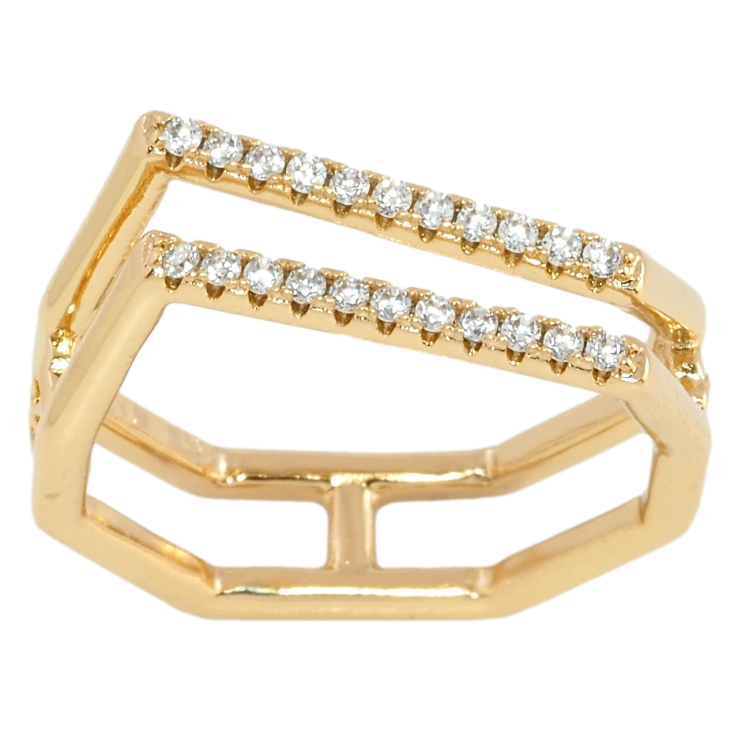 Кольцо Xuping Позолота 18K Фигурное с дорожками циркония фото №16 Кольцо Xuping Позолота 18K Фигурное с дорожками циркония фото №16