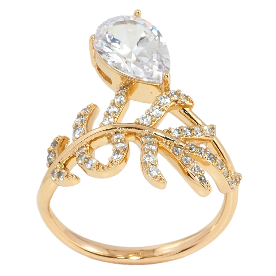 Каблучка Xuping Позолота 18K Гілочка з фіанітом фото №1 Каблучка Xuping Позолота 18K Гілочка з фіанітом фото №1