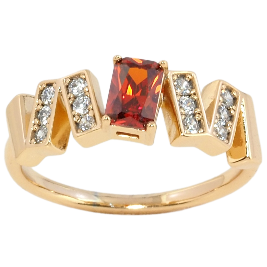 Кольцо Xuping Позолота 18K Узор с цирконием и красным фианитом фото №1